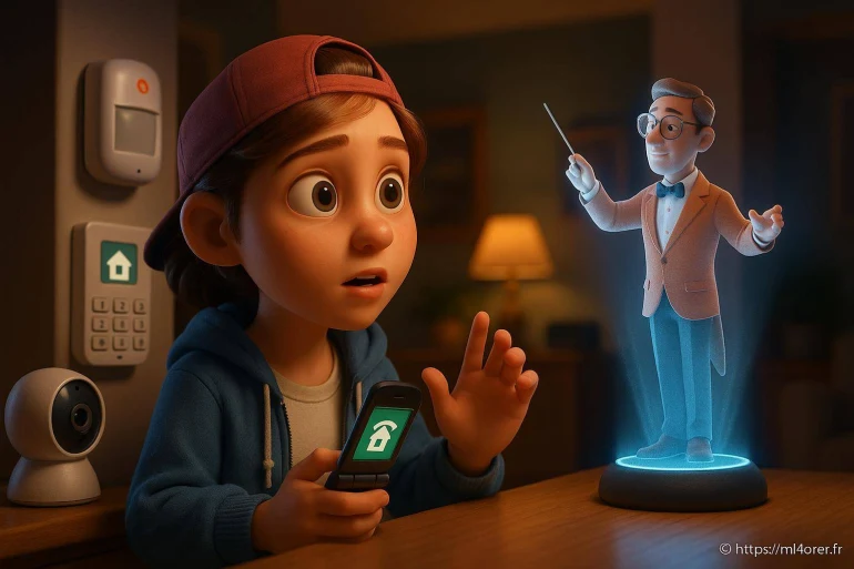 Enfant surpris hologramme professeur maison
