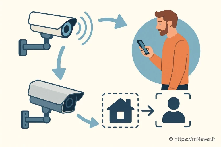 Illustration surveillance maison connectée smartphone