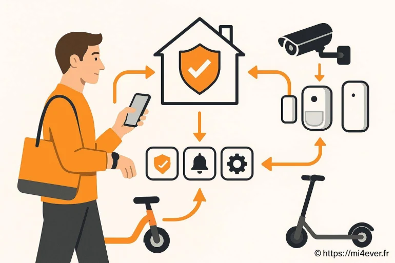 Illustration système sécurité maison connectée