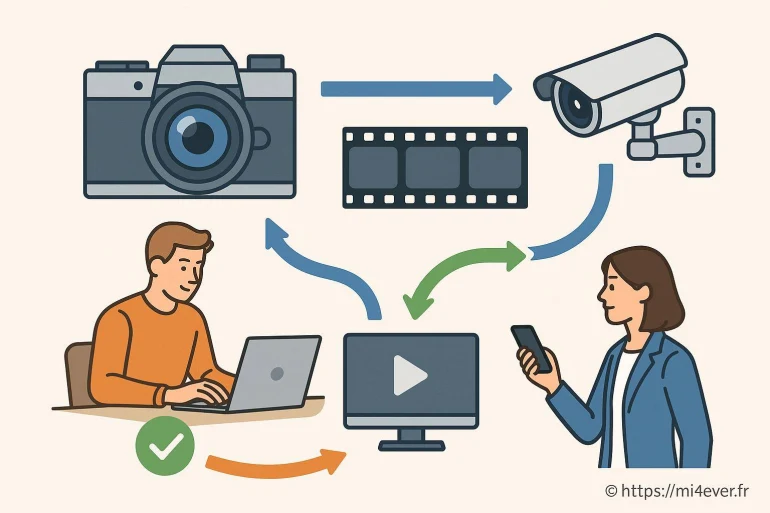 Schéma processus capture et partage vidéo