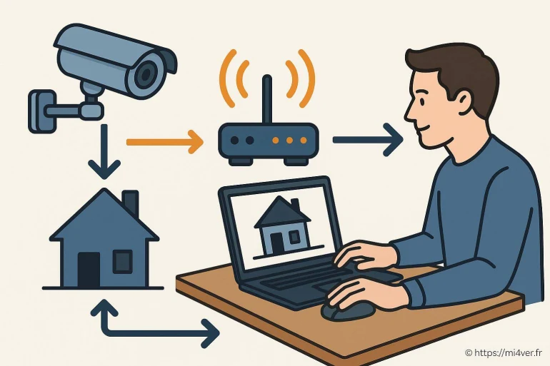 Schéma surveillance maison connectée informatique