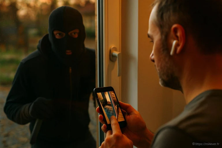 Homme masqué tentant d'entrer par la fenêtre