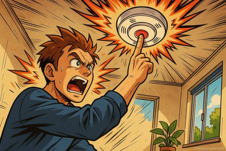Jeune homme déclenchant alarme incendie
