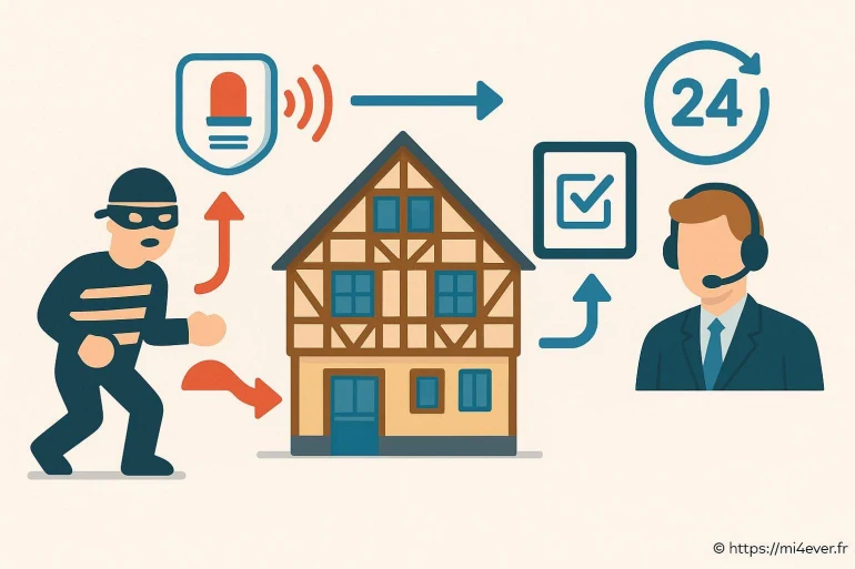 Schéma alarme maison avec surveillance 24h