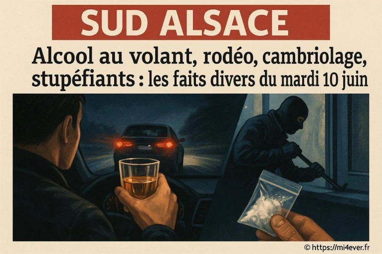 Faits divers du mardi 10 juin en sud alsace alcool au volant rodéo cambriolage stupéfiants