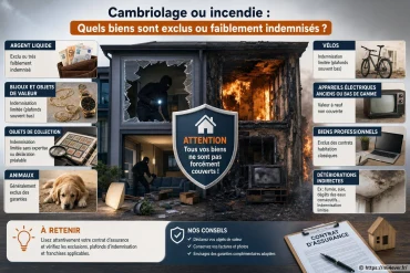 Quels sont les biens exclus ou faiblement indemnisés en cas de cambriolage ou d’incendie ?