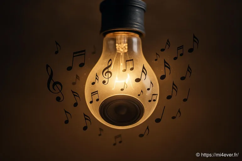 Ampoule lumineuse avec notes de musique