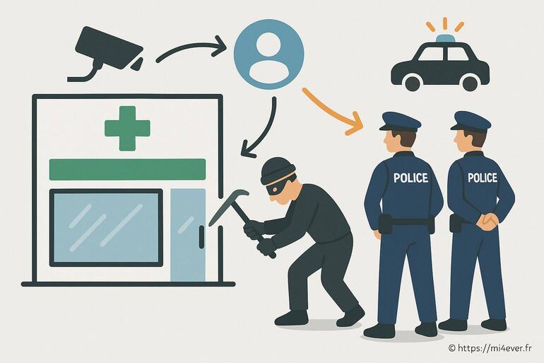 Vol avec intervention policière illustrée